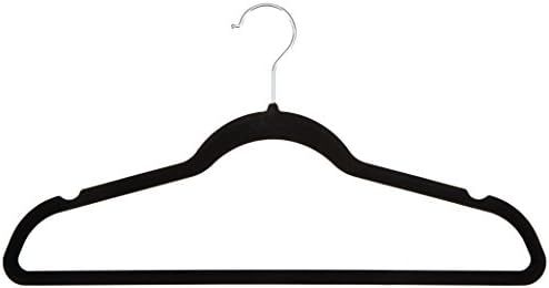 Amazon Basics Slim, Velvet, Non-Slip Suit Clothes Hangers, Black/Silver - Pack of 100 | Amazon (US)