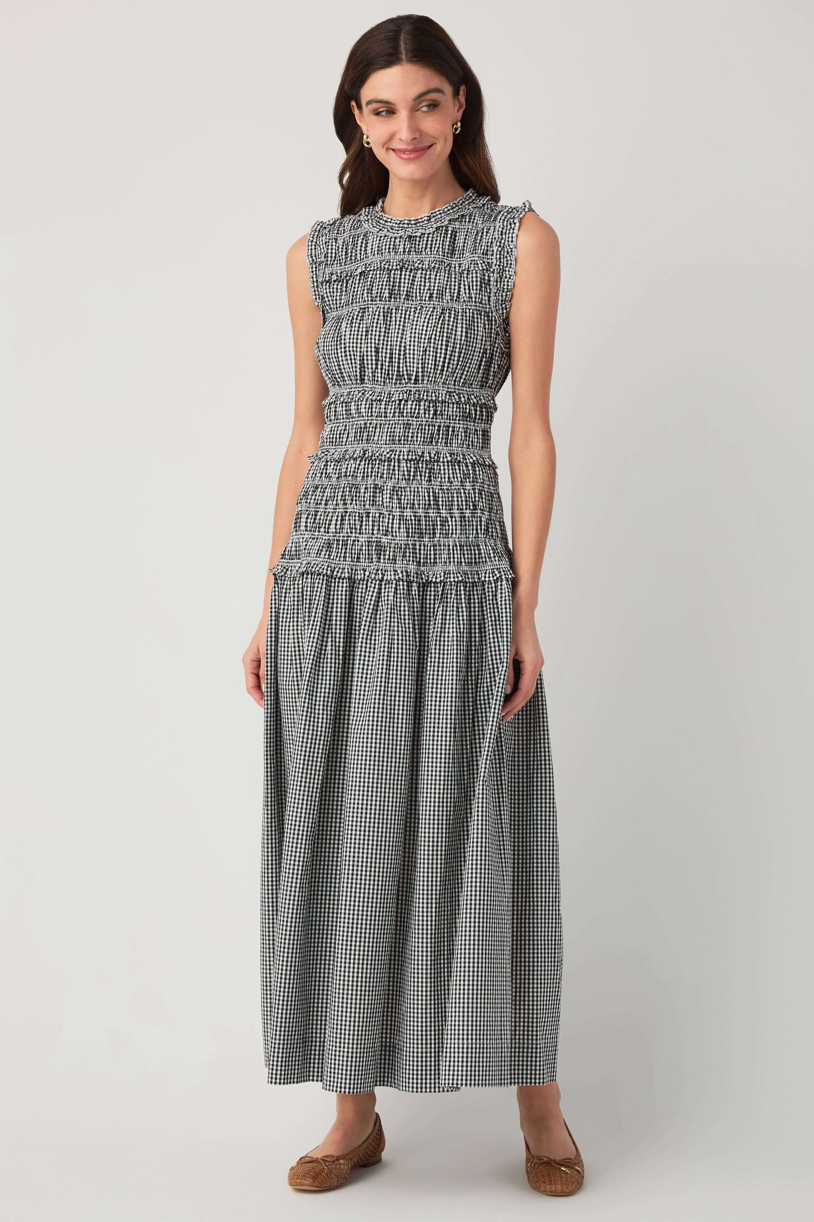 Pinch Smocked Gingham Maxi Dress | Social Threads