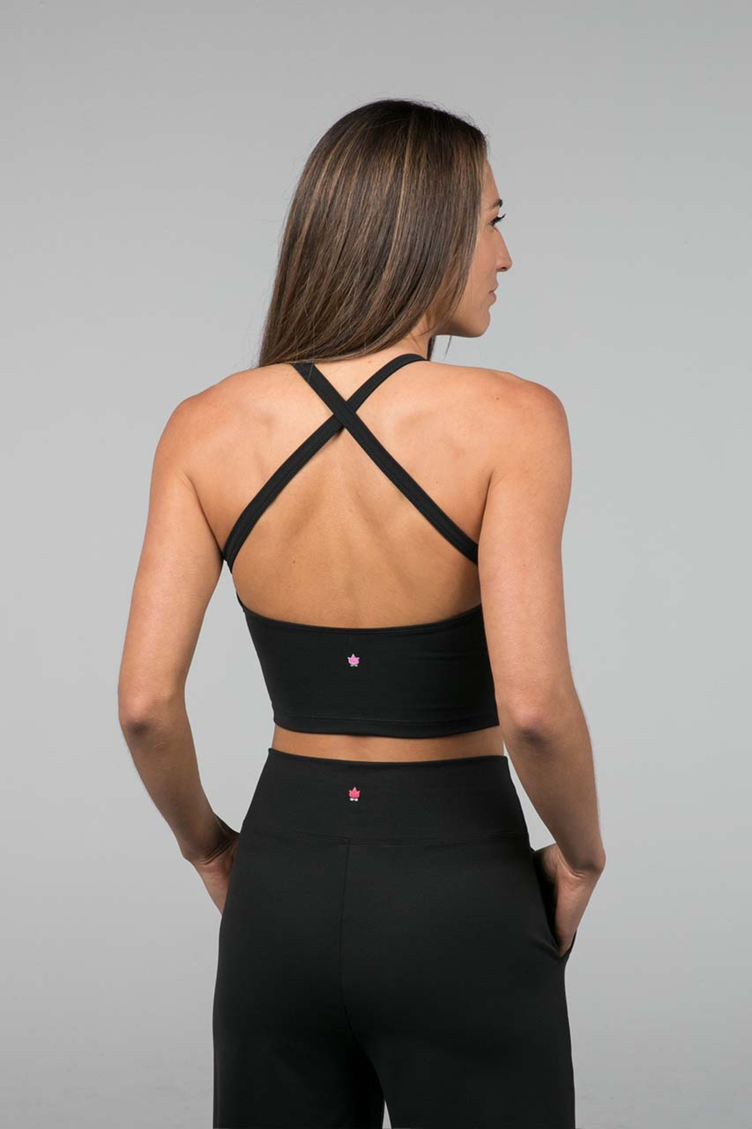 Grace Yoga Halter Crop Top (Black) | KIRAGRACE