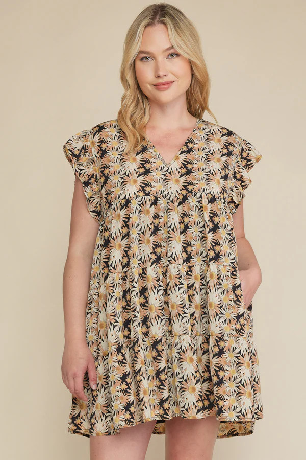 GANN FLORAL BABYDOLL DRESS IN BLACK | Indigeaux Denim Bar & Boutique