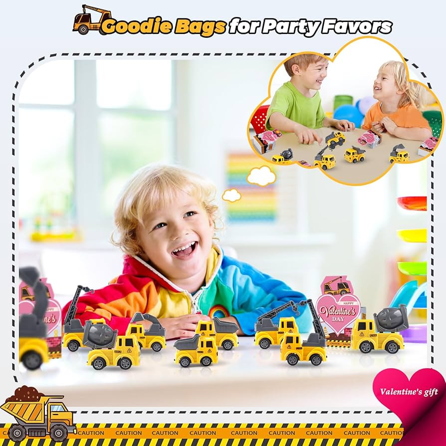 Valentines Day Gifts for Kids Classroom, 24 Pack Valentines Gfit Cards with Construction Vehicles... | Amazon (US)