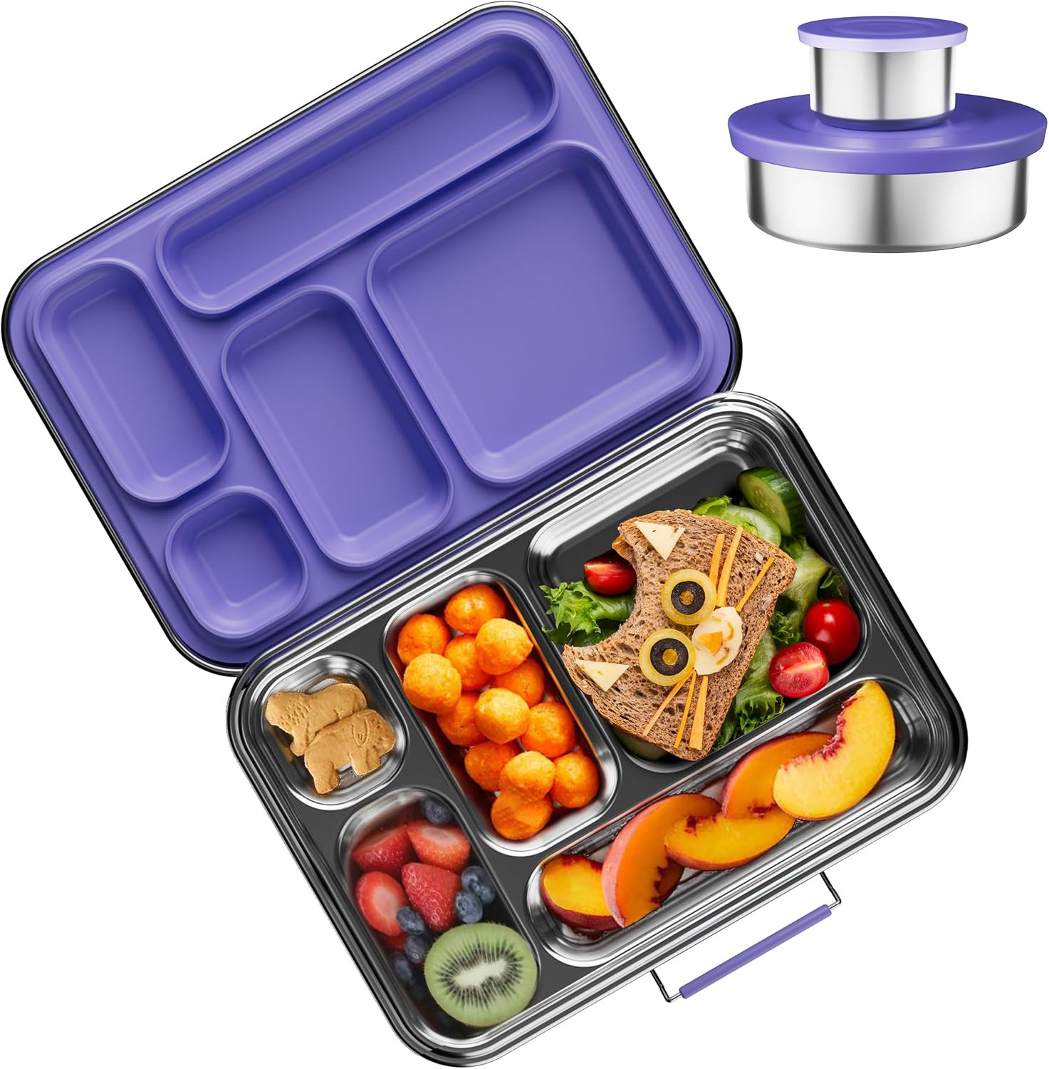 Stainless Steel Bento Box Kids, Kids Metal Bento Lunch Box BPA Free Lunch Box Containers 304 Stainless Steel Bento Box for School and Office(Purple) | Amazon (US)