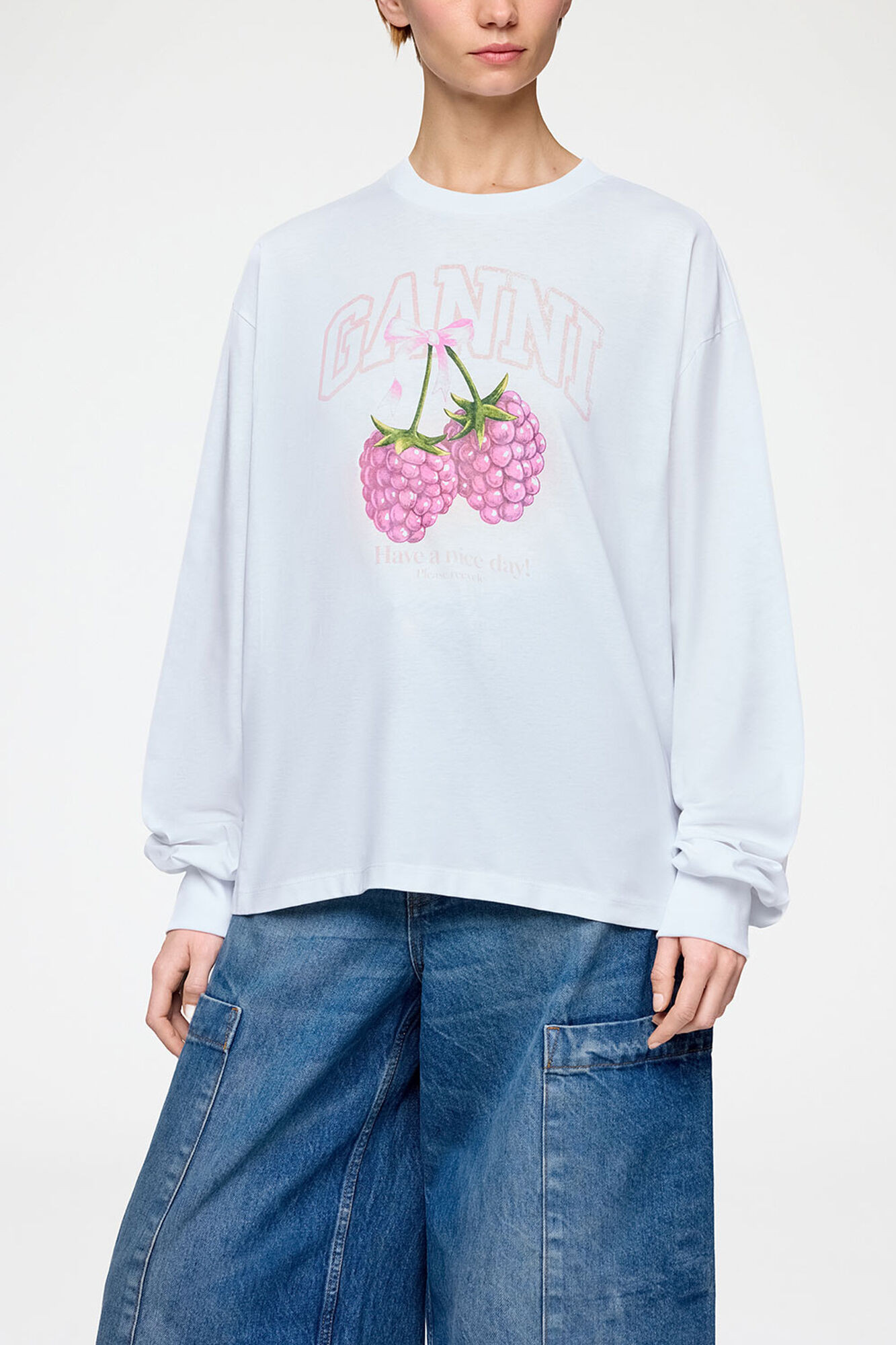 Long-sleeve T-shirt with Raspberries | Ganni