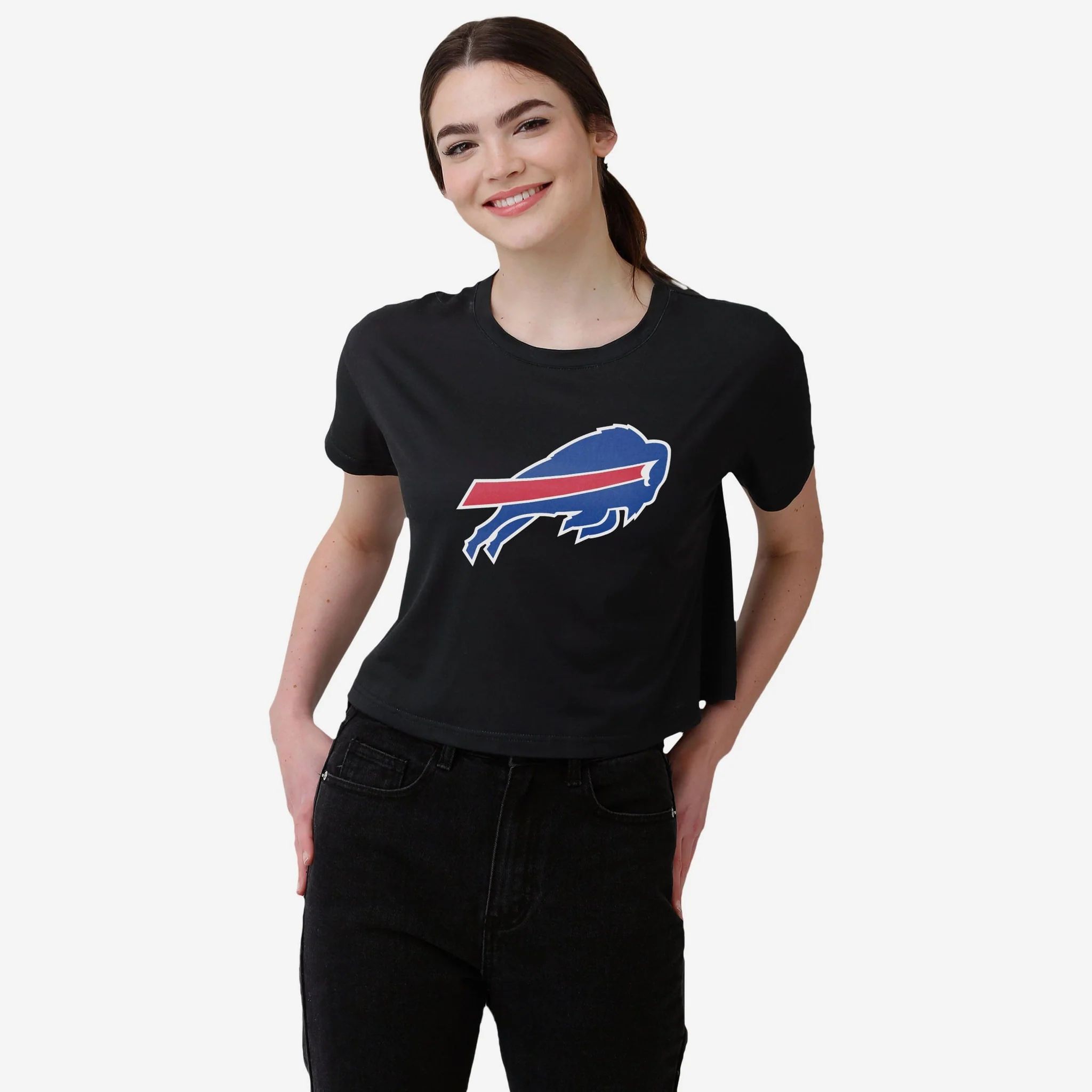 Buffalo Bills Womens Black Big Logo Crop Top | FOCO inc