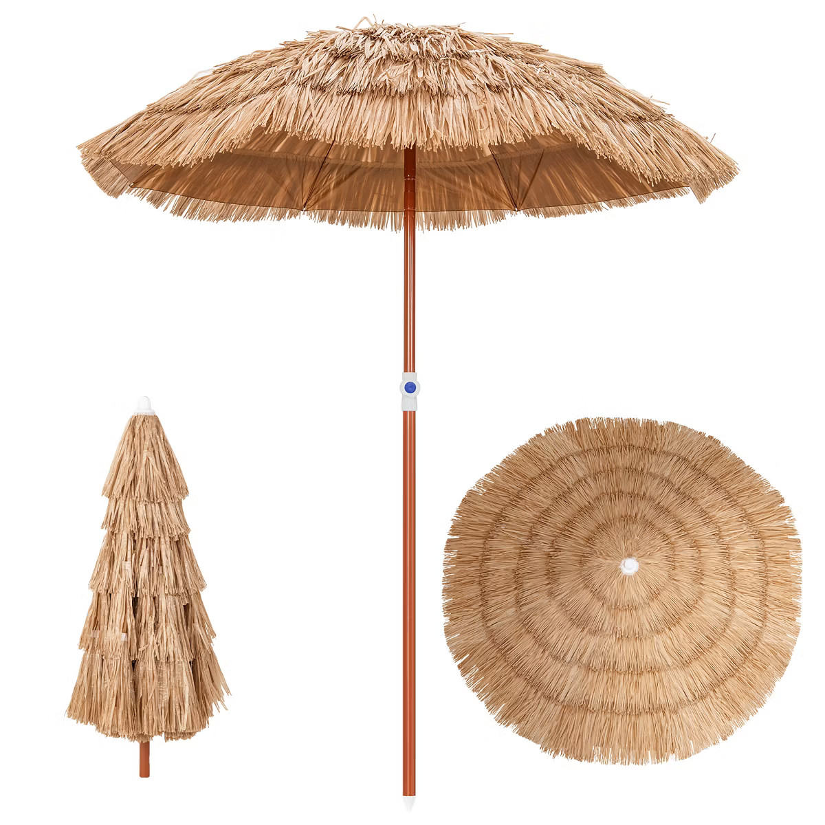 Costway Patio 6FT Tropical Thatched Tiki Beach Umbrella Portable Outdoor Market Tilt | Target