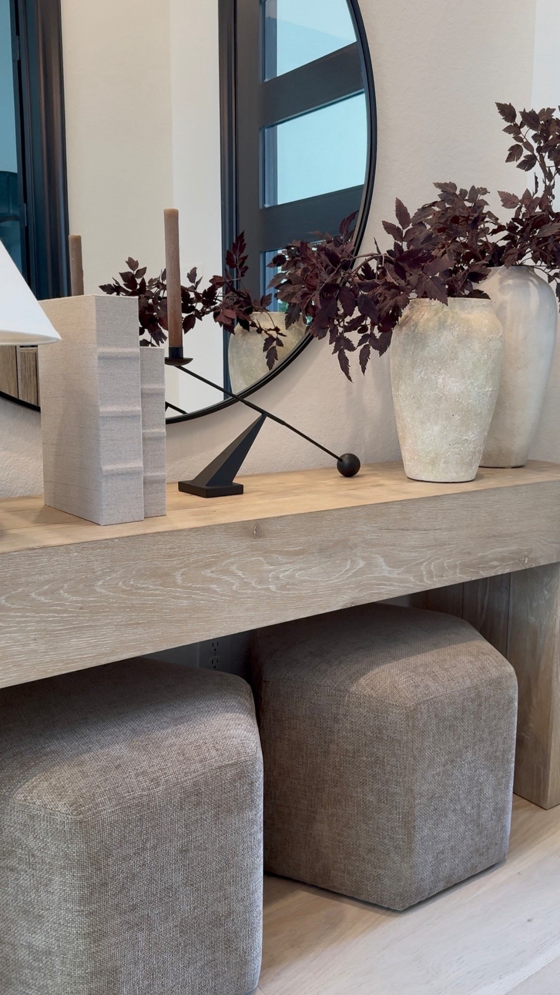 My console table is a minimalist dream—clean lines, natural wood, and just the right vibe for my entryway. I love how it sets the tone the moment you walk in. Effortless and elevated. 

Console Color - whitewash 
Mirror size 48x48inches

#LTKHome #LTKSaleAlert #LTKStyleTip