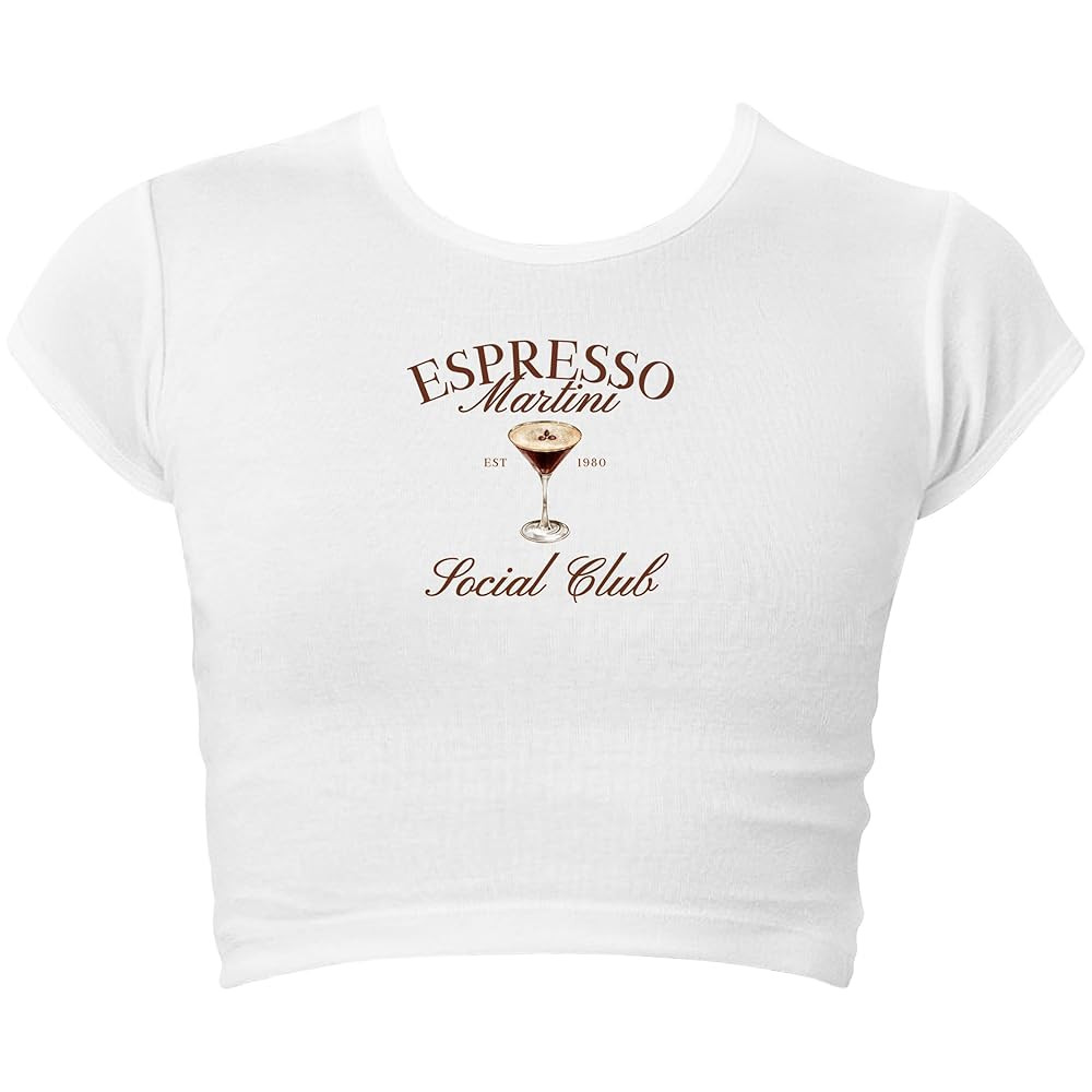 Espresso Martini Social Club Baby Tee | Cute Margs Tequila | Premium Women's Cap Sleeve Baby Rib ... | Amazon (US)