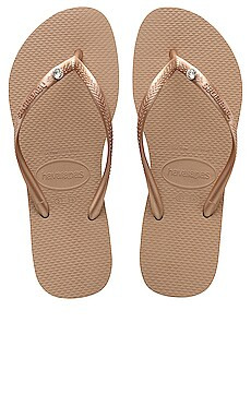Havaianas Slim Crystal Glamour Sandal in Rose Gold from Revolve.com | Revolve Clothing (Global)