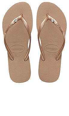Havaianas Slim Crystal Glamour Sandal in Rose Gold from Revolve.com | Revolve Clothing (Global)