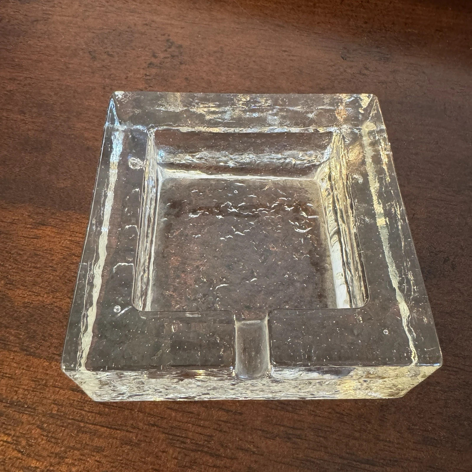 3.5” MCM Scandinavian Style Glacier Ice Ashtray Square Crystal Glass VTG | eBay US