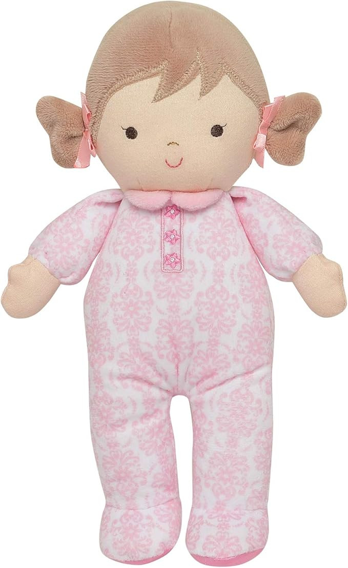 Little Me Plush 11 inch Baby Doll with Rattle, Brigitte (Floral Damask, Pink) | Amazon (US)