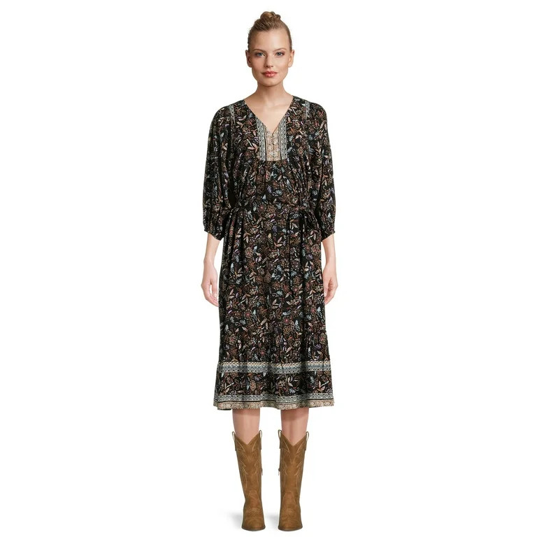 beachlunchlounge Women's Puff Sleeve Midi Dress | Walmart (US)