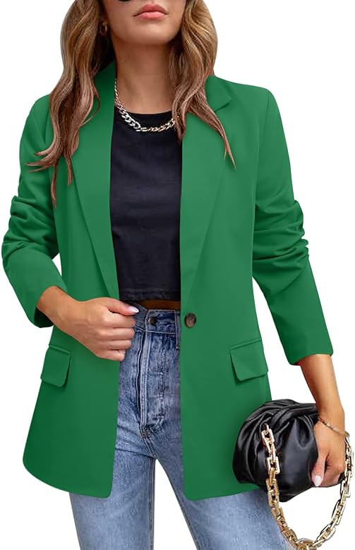 CRAZY GRID Womens Casual Blazer Jacket Long Sleeve Open Front Work Office Blazer Lapel Button Jac... | Amazon (US)