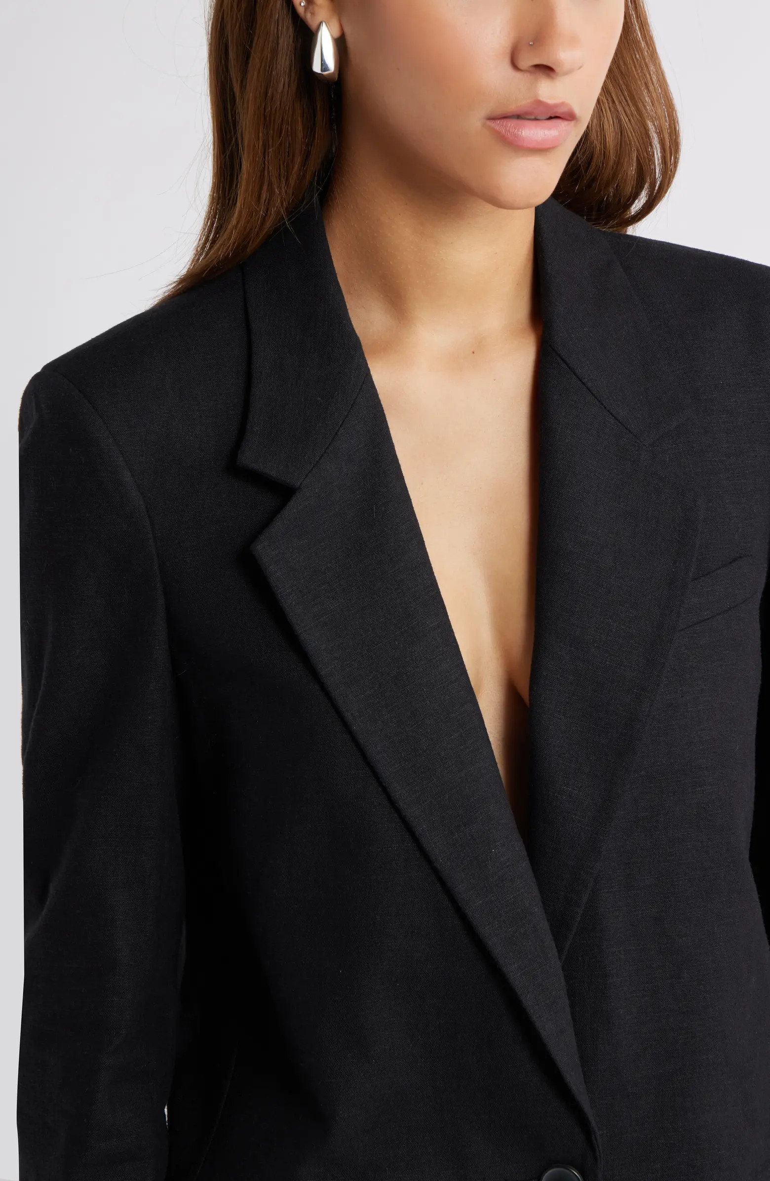 Everyday One-Button Linen Blend Blazer | Nordstrom