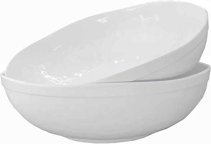 KX-WARE Melamine Serving Bowls -2pcs 12inch Larger Salad Bowls/Mixing Bowls,White Color| Break-re... | Amazon (US)