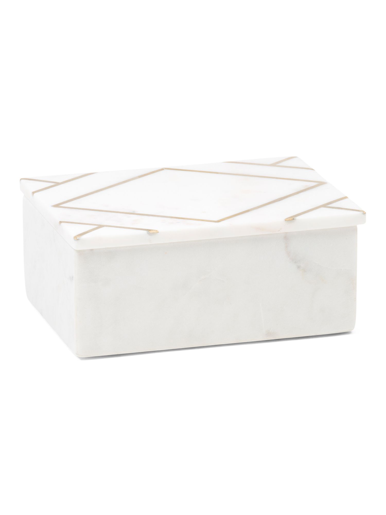 7in Marble Box With Brass Inlay | TJ Maxx