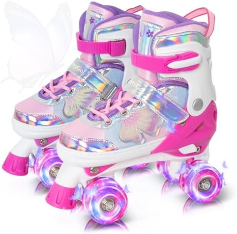 MammyGol Kids Roller Skates for Girls or Boys, Adjustable Roller Skates for Children with Beautif... | Amazon (US)