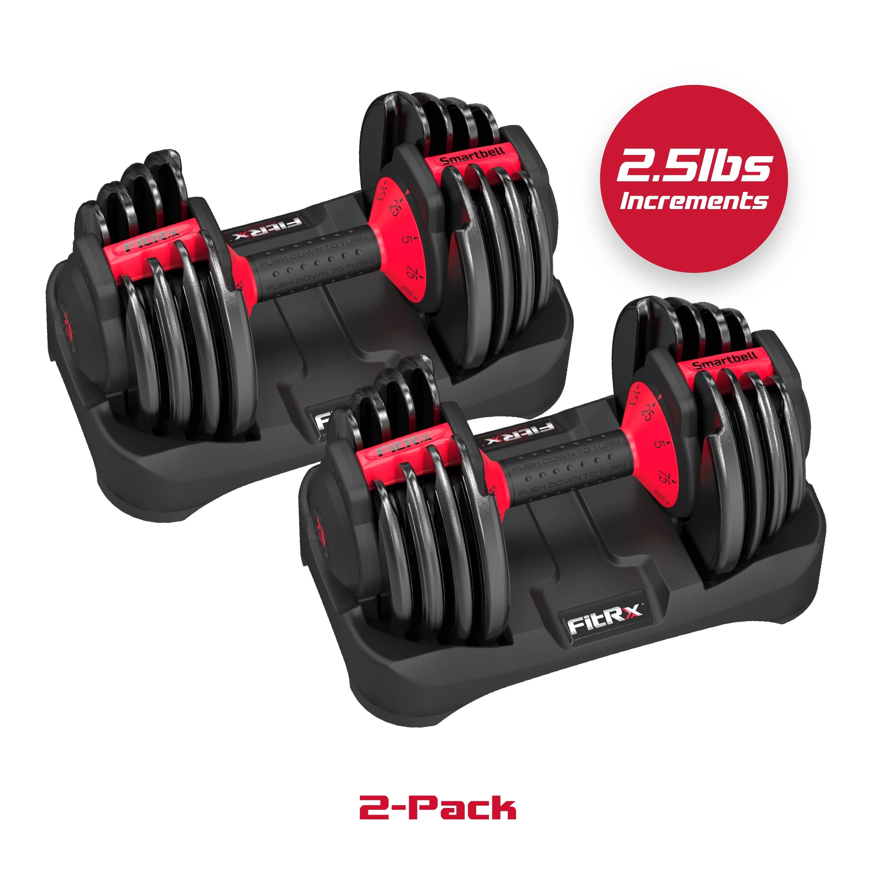 FitRx Adjustable Dumbbells 2-Pack, 25lb SmartBell Dumbbell Set with 9-in-1 Quick-Select Weights, ... | Walmart (US)
