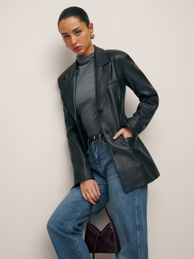 Veda Hal Fitted Leather Blazer | Reformation (Global)