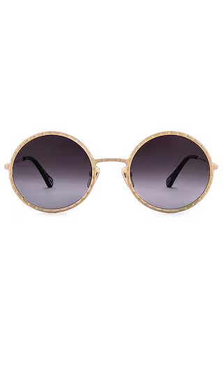 Scalloped Round Sunglasses in Gold | Revolve Clothing (Global)