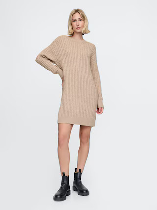 CashSoft Cable-Knit Mini Sweater Dress | Gap (US)