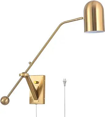 Ahaloye Golden Plug in Wall Sconces, Dimmable Modern Gold Swing arms Wall Lamp for Bedroom Living... | Amazon (US)