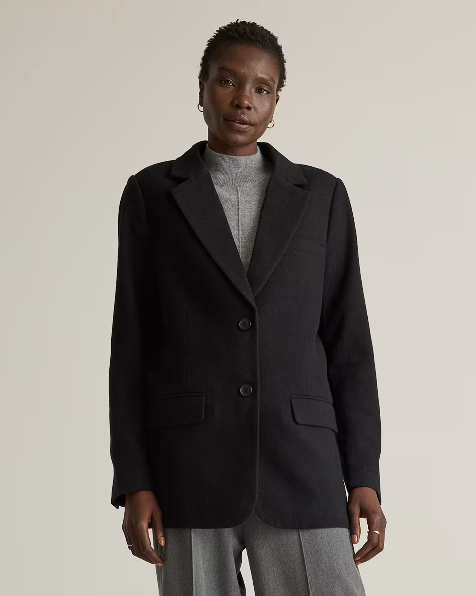 Italian Wool Oversized Blazer in Black | Quince