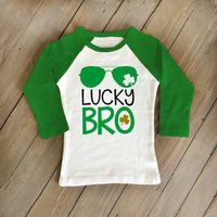 Kids St Patricks Day Shirts | Lucky Bro Patty's Raglan Shirt| Shamrock Aviators Youth Shirt | Etsy (US)