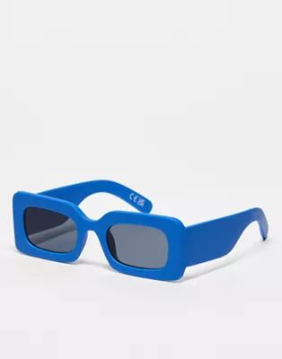 Jeepers Peepers matte rectangle sunglasses in blue | ASOS (Global)