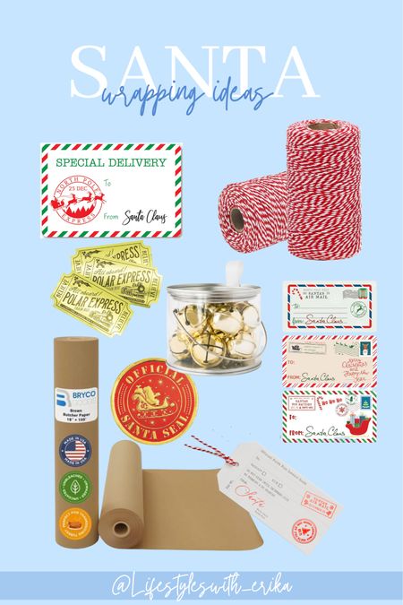 Sharing some gift wrapping ideas from Santa Claus.

Santa Clause wrapping
Santa Clause gift wrap
North Pole wrapping
North Pole delivery
Christmas wrapping 
Special delivery stickers
North Pole stickers
Santa Claus tags
North Pole Tags 
Candy cane twine 
Baking twine
Christmas bells


#LTKCyberWeek #LTKHoliday #LTKSeasonal