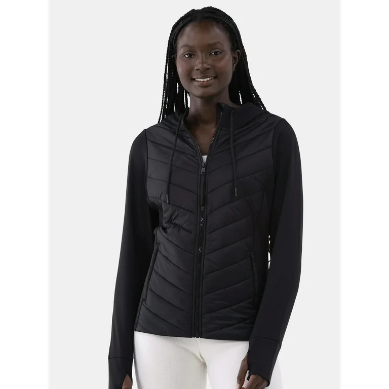 Avia Women's Chevron Quilt Hybrid Jacket with Zip Pockets, Sizes XS-XXXL | Walmart (US)