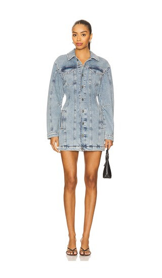 Good American Barrel Long Sleeve Mini Dress in Blue. - size S | Revolve Clothing (Global)