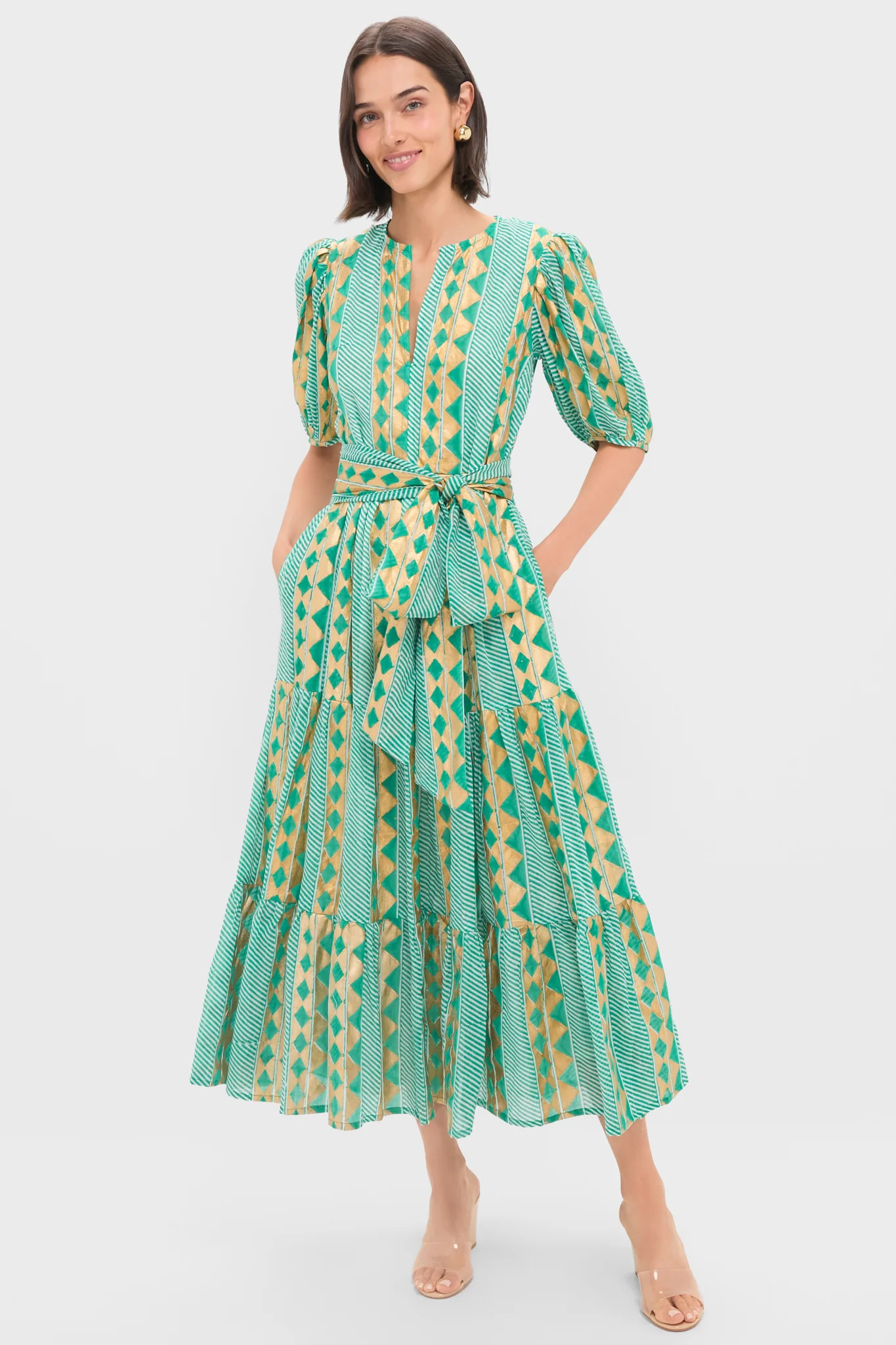 Exclusive Ascot Teal Puff Sleeve Maxi Dress | Tuckernuck (US)