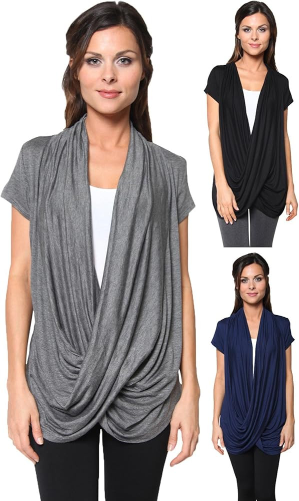 Free to Live 3 Pack Women's Lightweight Short Sleeve Criss Cross Nursing Tops | Amazon (US)