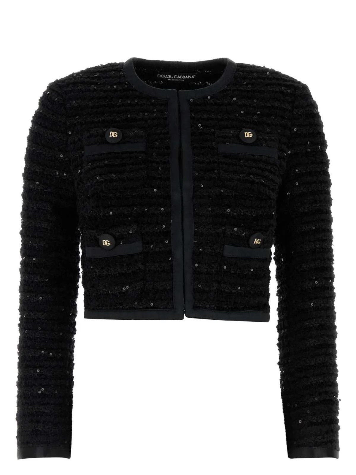 Dolce & Gabbana Women's Tweed Blazer in Black | Size 38 | F27CETHUMKN Color N0000 | LOZURI