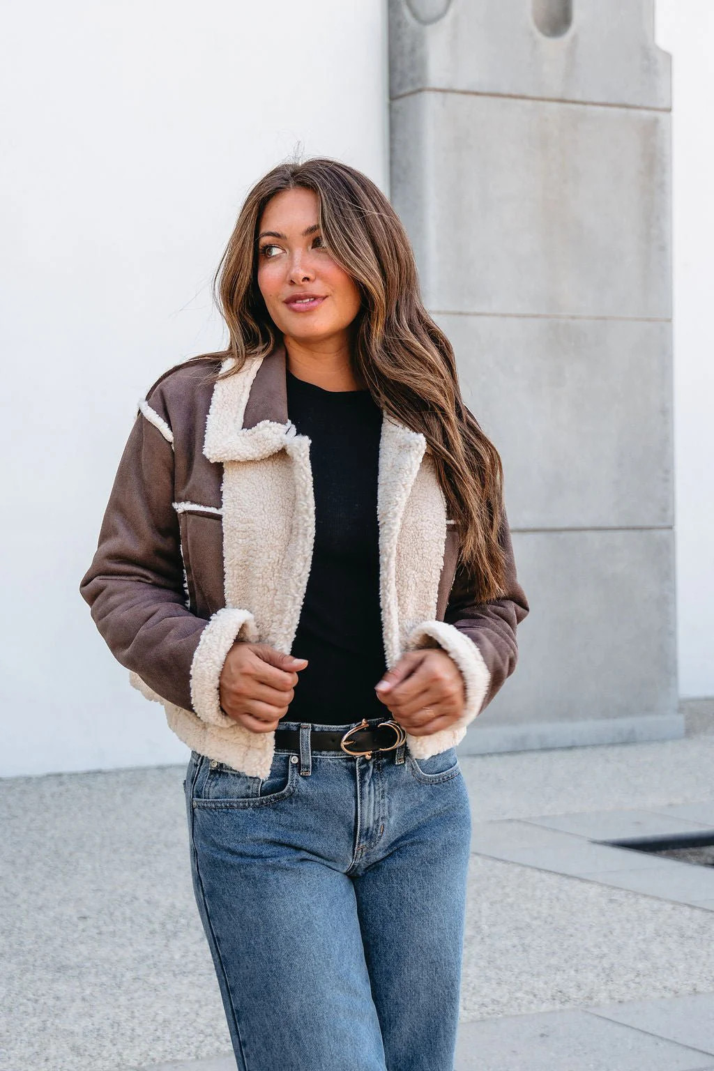 Brown Mix Reversible Suede Sherpa Jacket | Magnolia Boutique