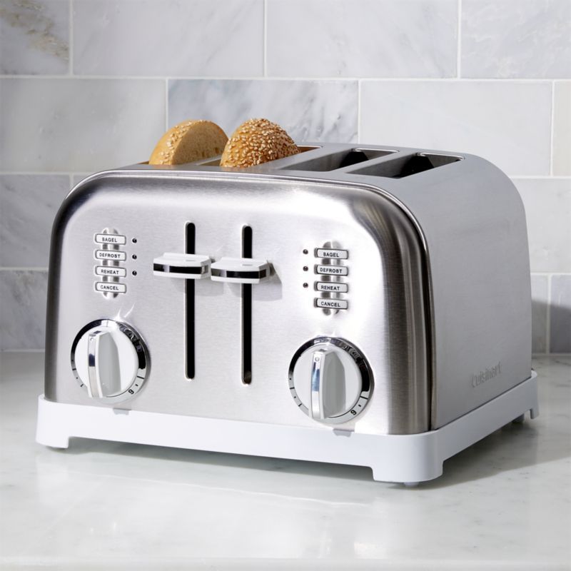 Cuisinart Classic White and Brushed Stainless Steel 4-Slice Steel Toaster + Reviews | Crate & Bar... | Crate & Barrel