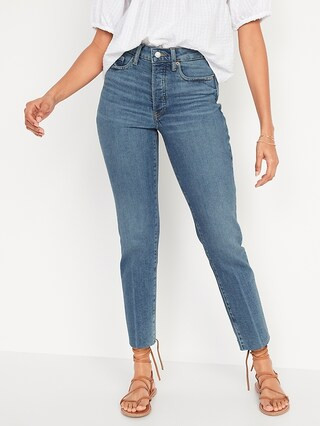 High-Waisted Button-Fly O.G. Straight Cut-Off Jeans for Women | Old Navy (US)