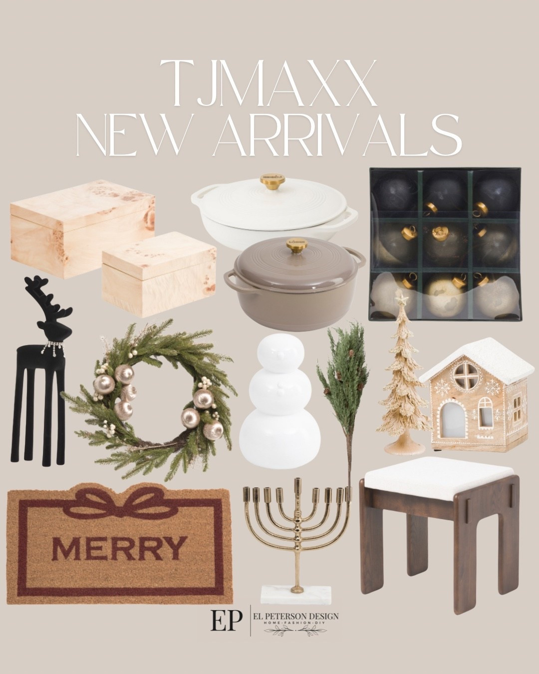 TJ maxx
New Arrivals
Dutch oven
Accent stool
Ornaments
Reindeer
Decorative box
Door mat
Wreath
Snowman
Candle holder
Christmas stem
Table top tree
Village 

#LTKFindsUnder50 #LTKFindsUnder100 #LTKHome