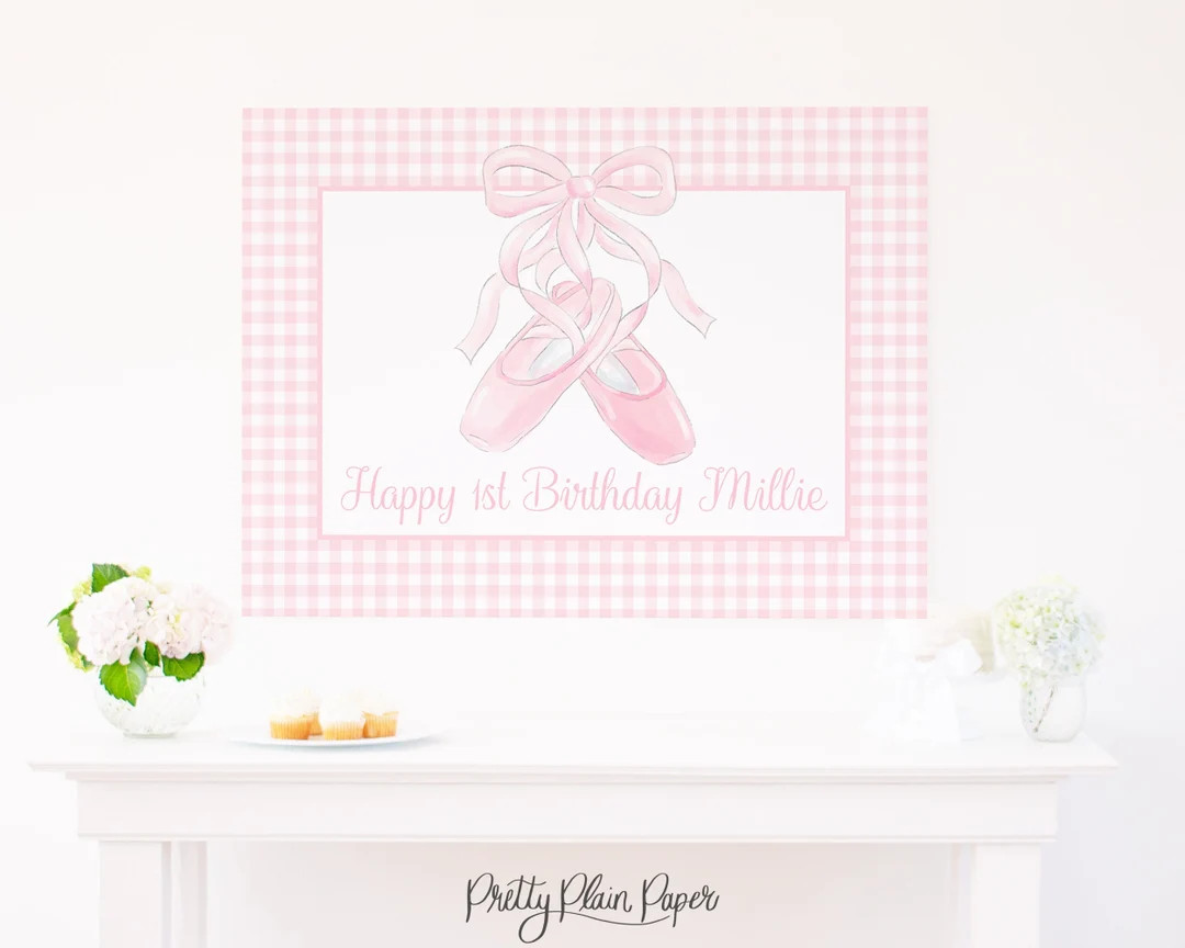 Watercolor Ballet Shoes With Bow Backdrop | 36x48 Printable | Ballet Birthday | Tutu Birthday Par... | Etsy (US)