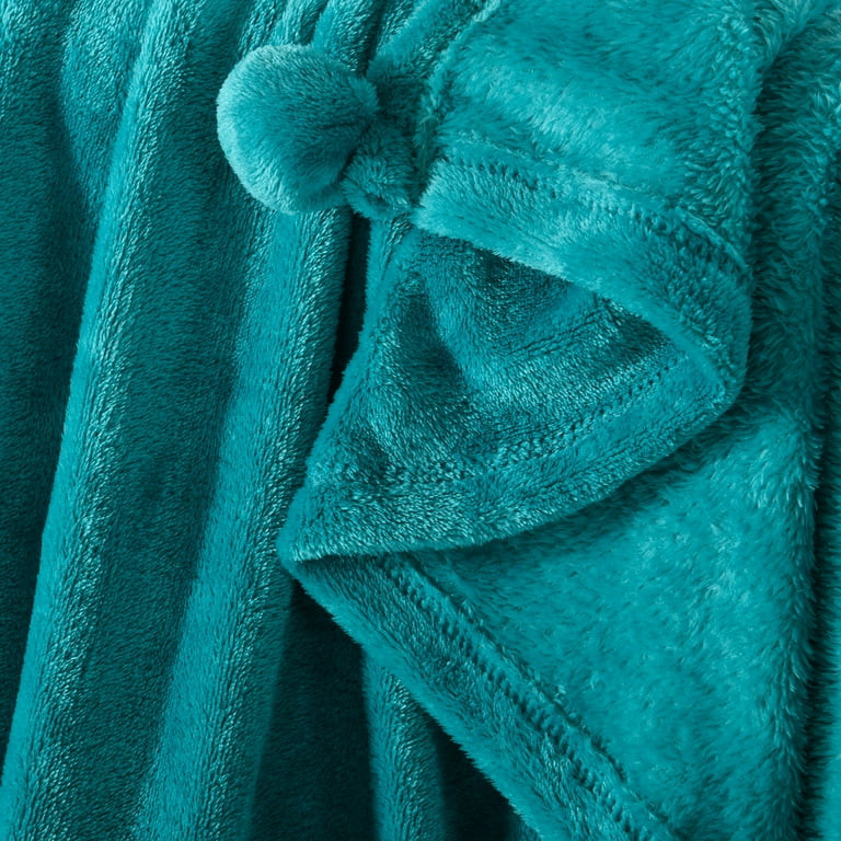 Mainstays Oversized Plush Throw with Poms, Teal Sachet, 50"x70" | Walmart (US)