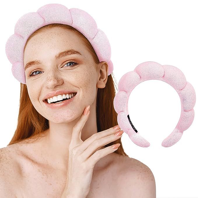 MAPICNNT Spa Headband for Washing Face, Cute Pink Makeup Headband, Puffy Spa Headband, Terry Towe... | Amazon (US)