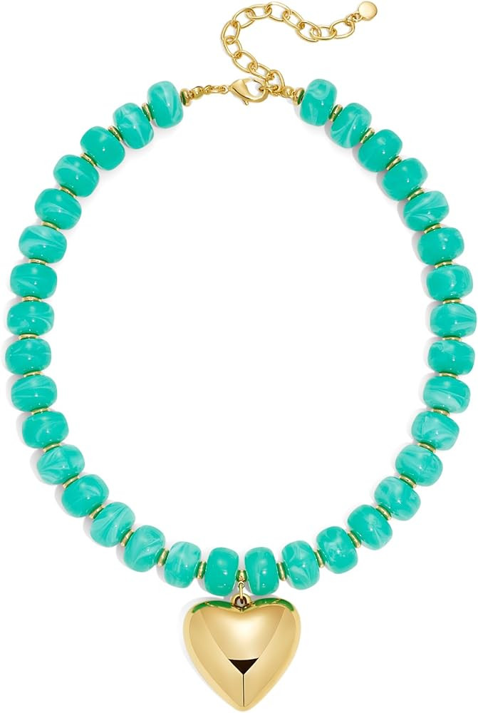 Trendy Chunky Heart Necklace: This stylish brown chunky choker necklace for women features bold t... | Amazon (US)