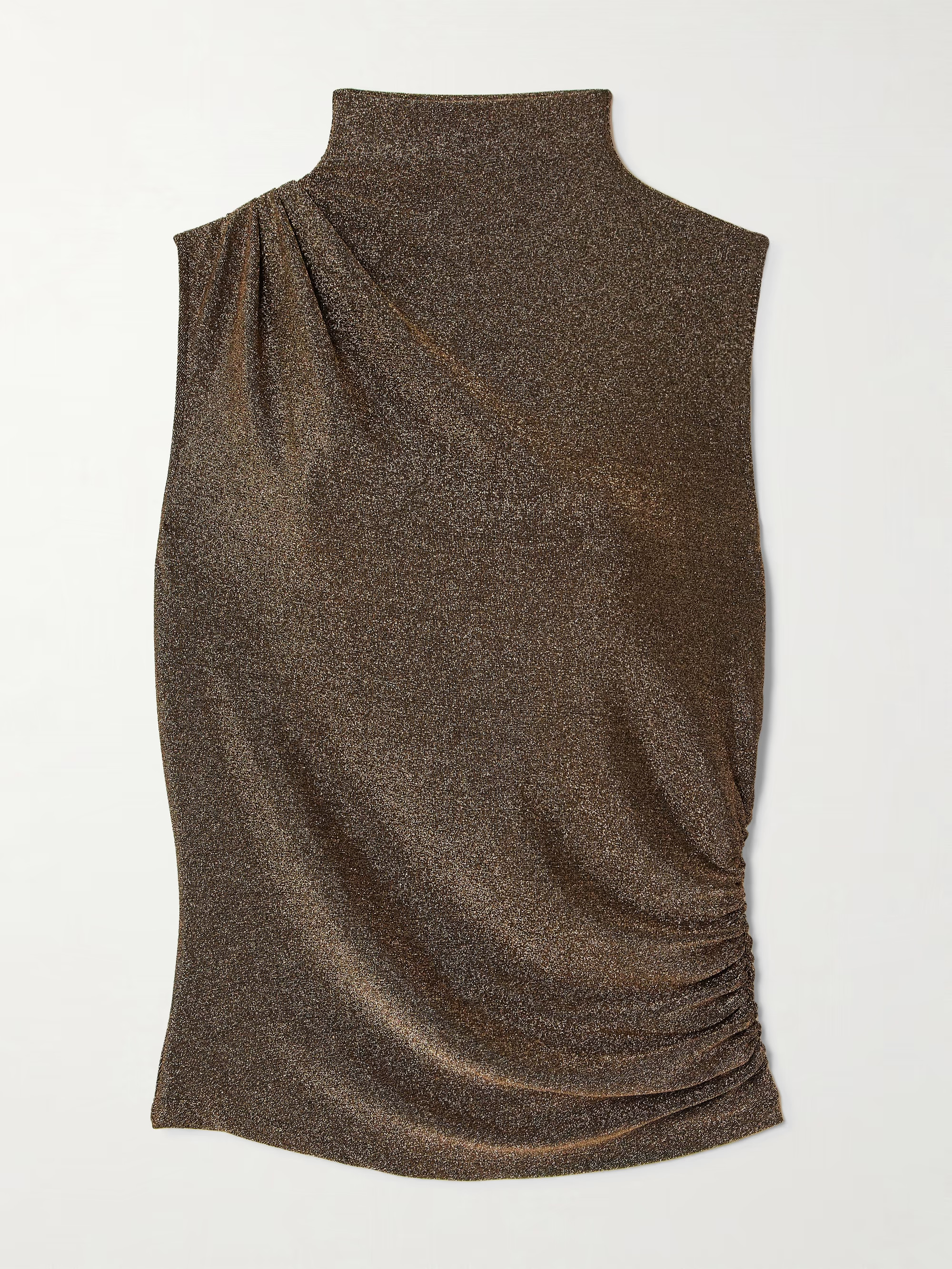 Mylie gathered metallic stretch-jersey turtleneck top | NET-A-PORTER (US)