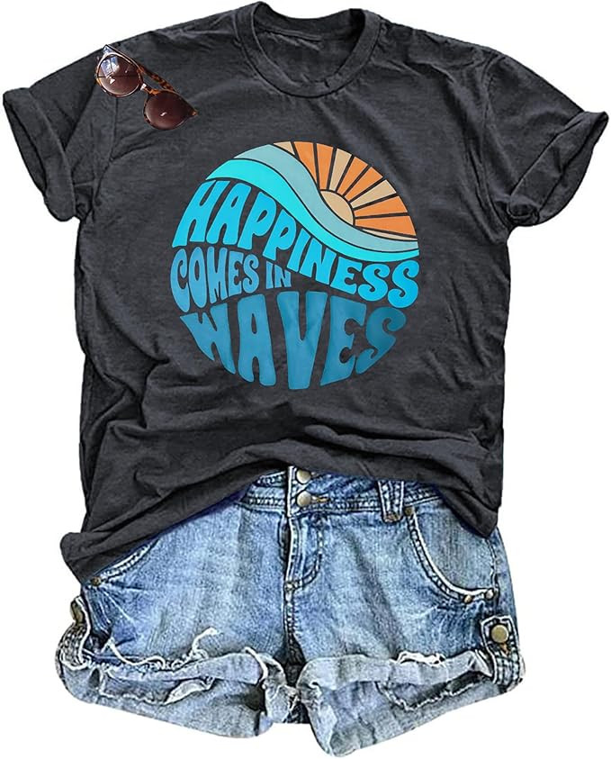 Hawaiian Shirts for Women Palm Trees Beach Graphic Tee Tops Summer Vacation Short Sleeve Tshirt T... | Amazon (US)