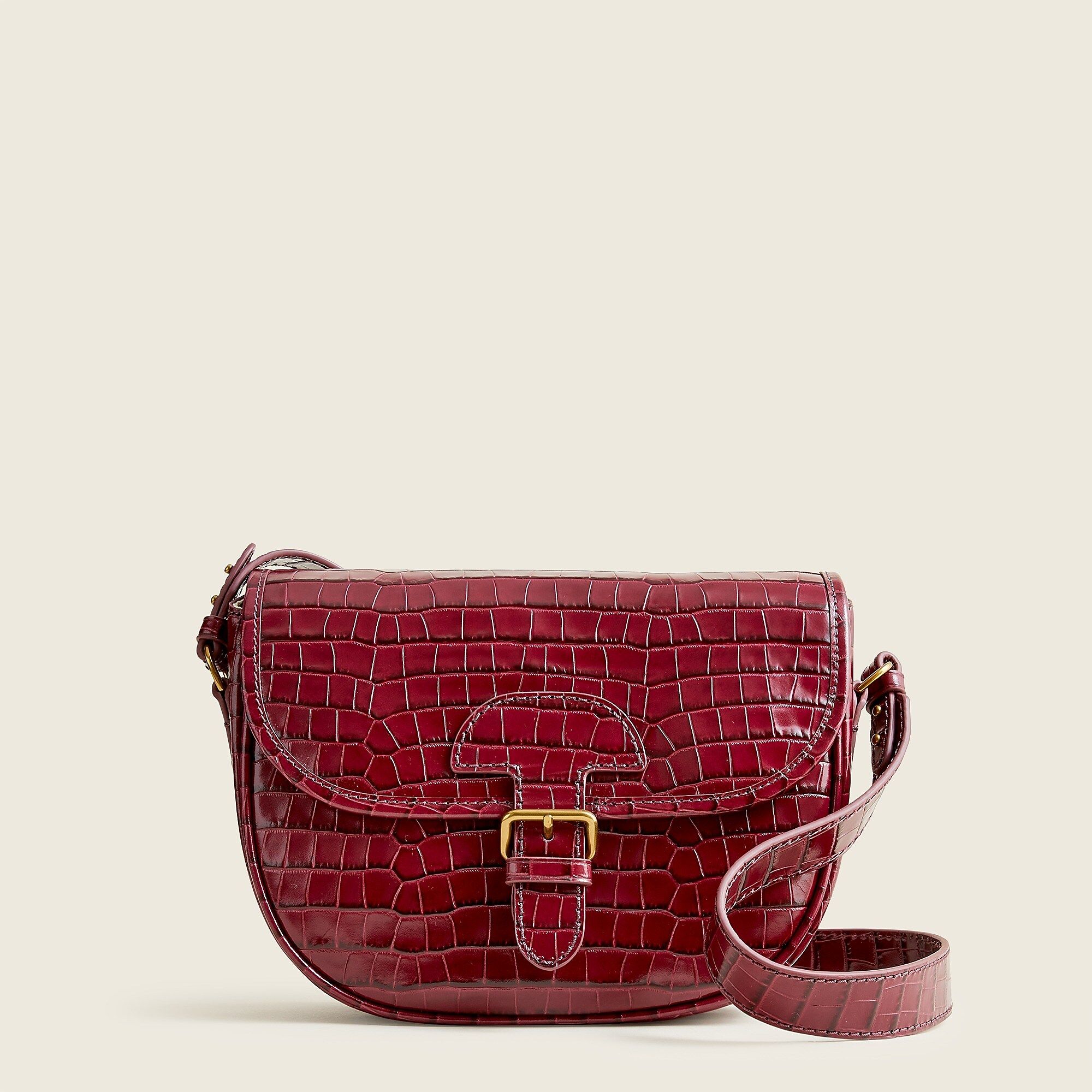 Classic large saddle bag in croc-embossed leather | J.Crew US