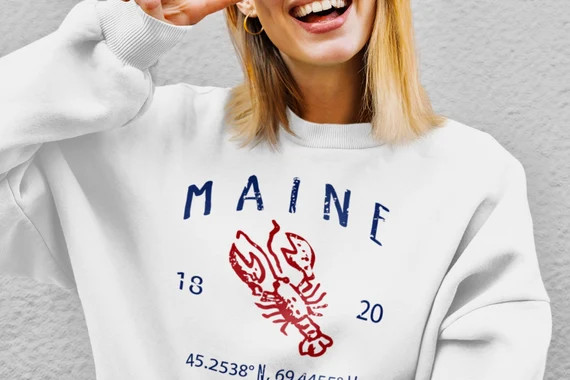 Maine Lobster Unisex Sweatshirt  Maine Vintage Style Crewneck - Etsy | Etsy (US)