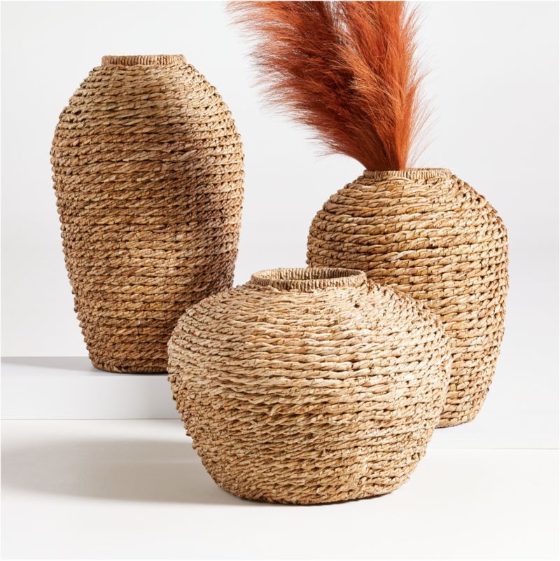 Handwoven Seagrass Vases | Crate & Barrel | Crate & Barrel