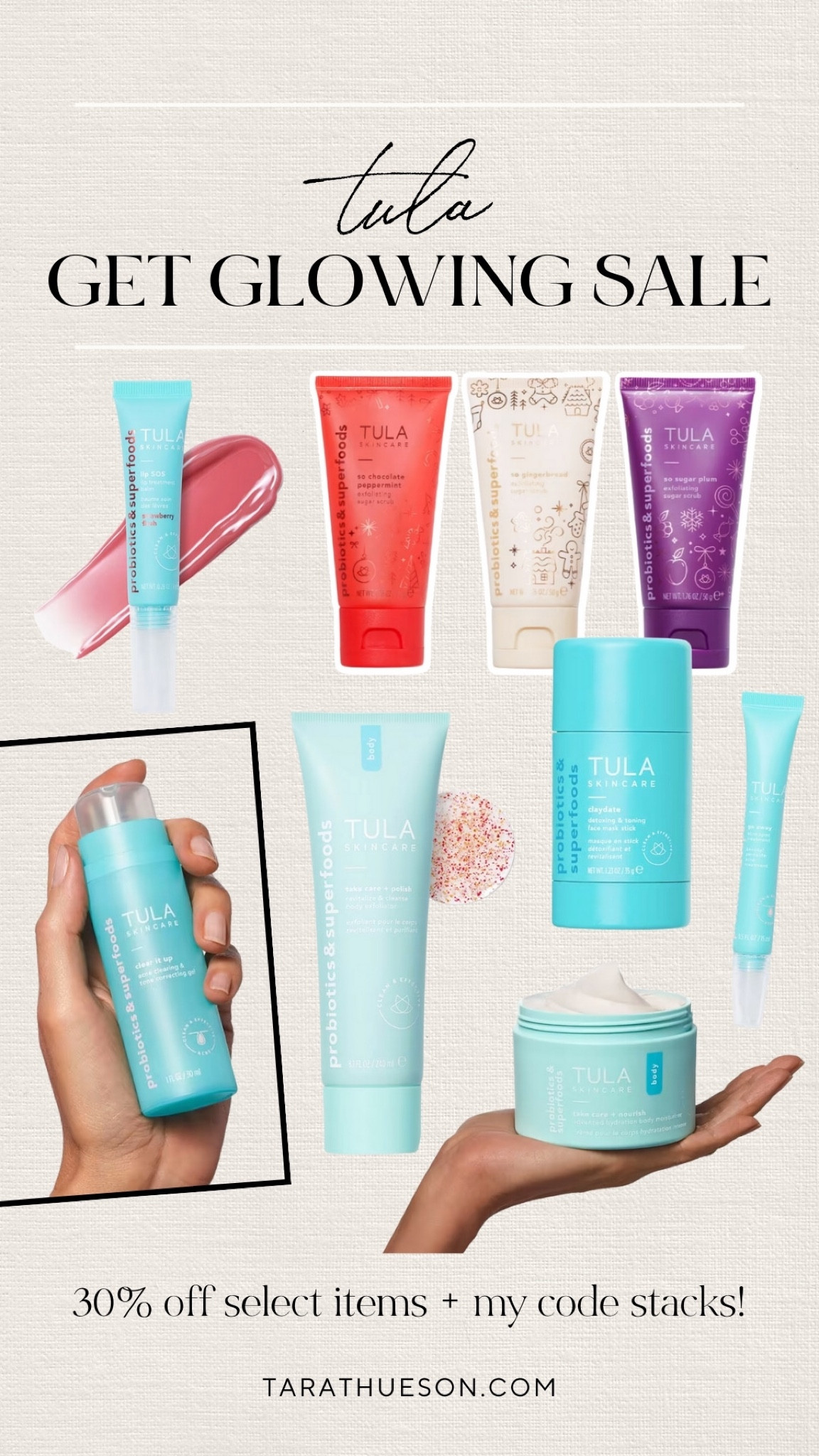 30% off select items + my code TARA stacks for an extra 15% off! @tula

#LTKsalealert #LTKbeauty