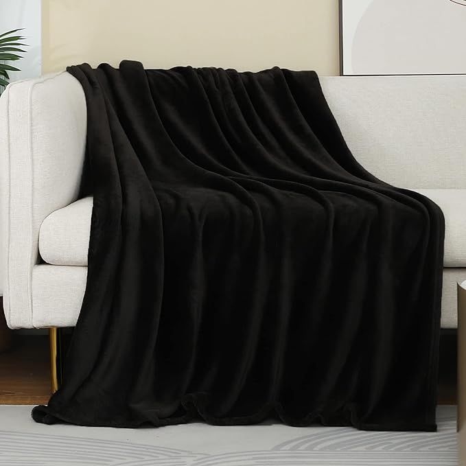 JIAHANNHA Black Throw Blanket Fleece Blanket Throw Size(50 by 60 Inches),Super Soft Cozy Plush Bl... | Amazon (US)